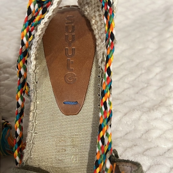 Suyute Spain Espadrille Multicolor Ankle Tie Wedge Sandals Size 38 - Picture 6 of 11
